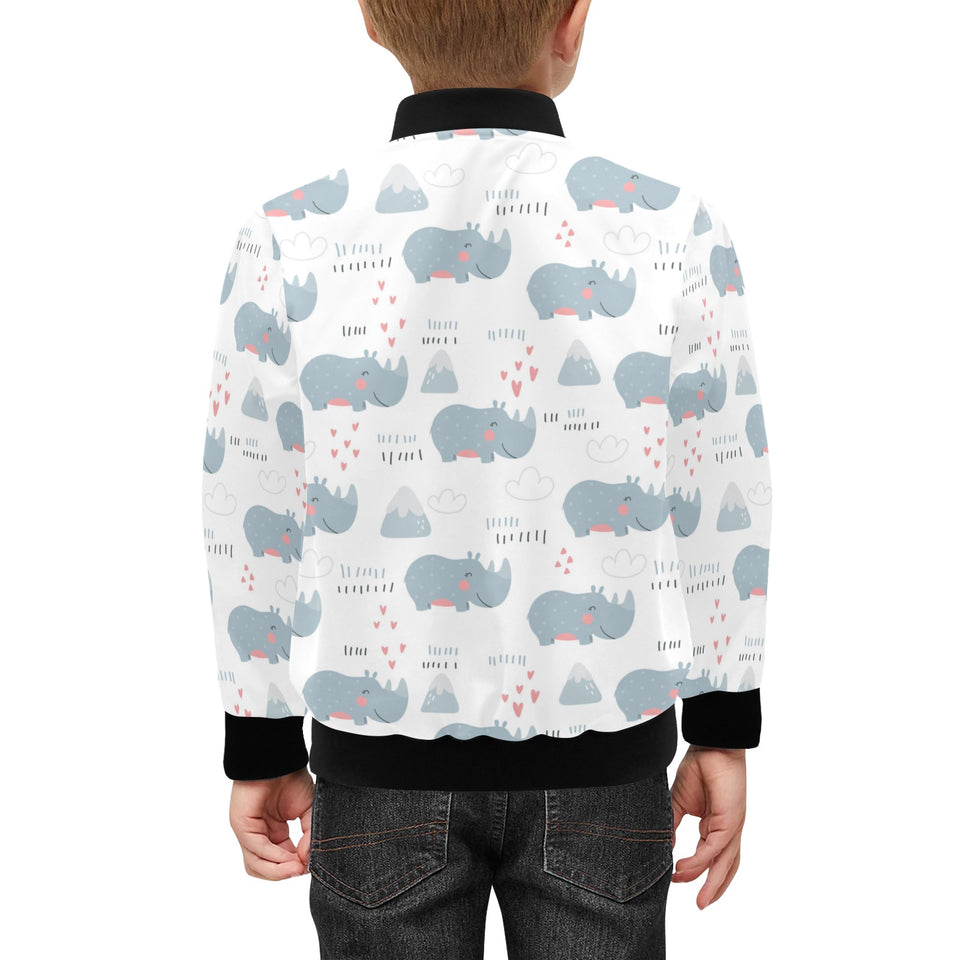 cute rhino heart pattern Kids' Boys' Girls' Bomber Jacket