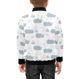 cute rhino heart pattern Kids' Boys' Girls' Bomber Jacket