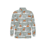 Beautiful deers Winter Christmas Men's Long Sleeve Polo Shirt