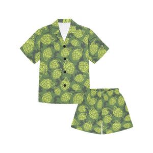 Hop pattern Hop cone background Kids' Boys' Girls' V-Neck Short Pajama Set