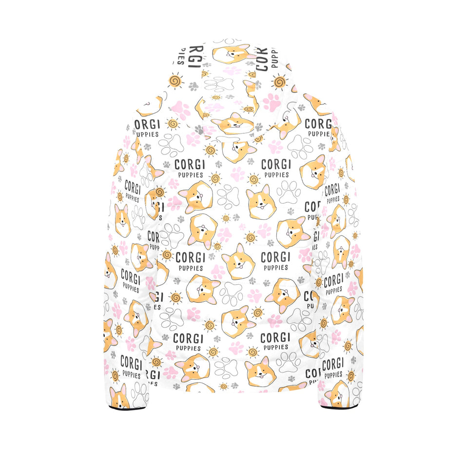 Corgi Dog Pattern Kids' Boys' Girls' Padded Hooded Jacket