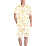 hand drawn onion pattern Men's V-Neck Short Pajama Set