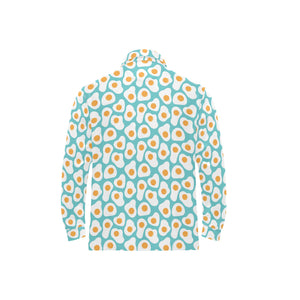 Fried Eggs Pattern Print Design 04 Men's Long Sleeve Polo Shirt