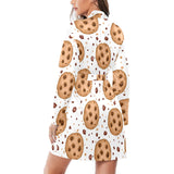 chocolate chip cookie pattern Women's Long Sleeve Belted Night Robe