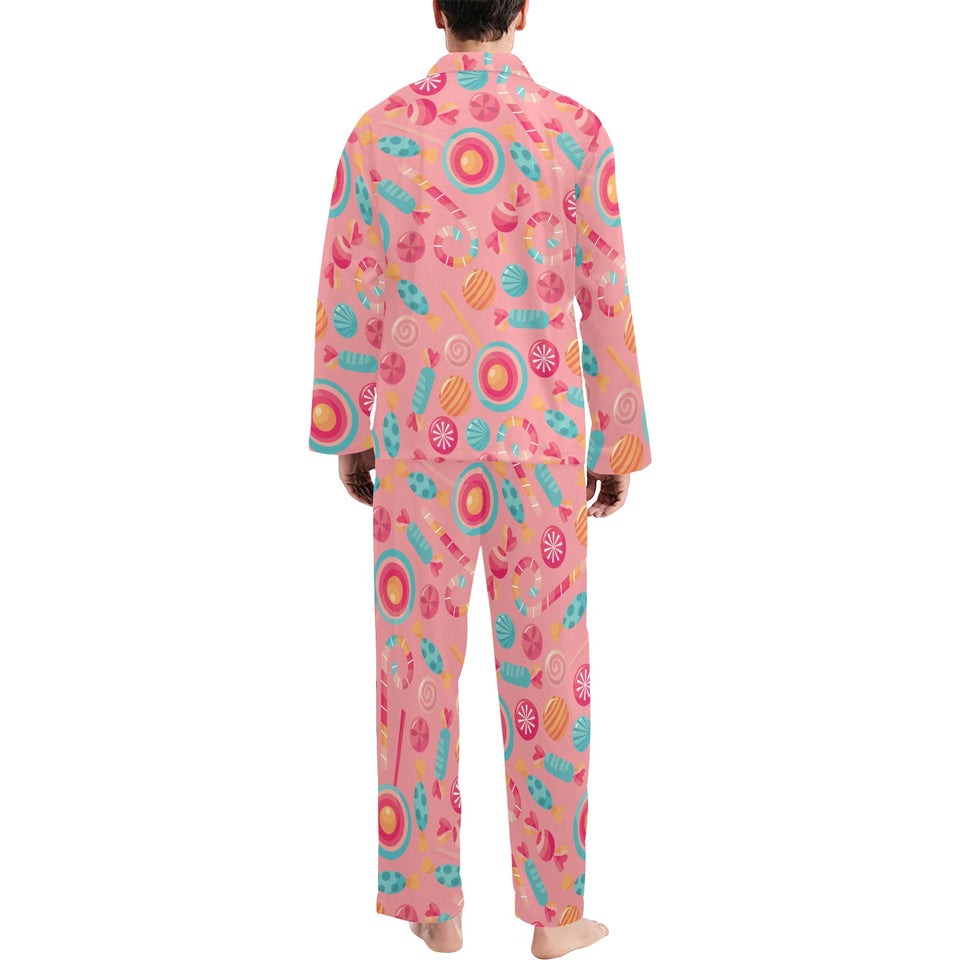 Colorful candy pattern Men's Long Pajama Set