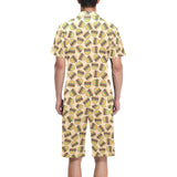 Hamburger Pattern Print Design 01 Men's V-Neck Short Pajama Set