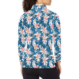 Hibiscus Pattern Print Design 02 Women's Long Sleeve Polo Shirt