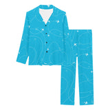 Airplane destinations blue background Women's Long Pajama Set