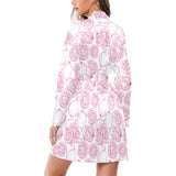 Sketch guava pattern Women's Long Sleeve Belted Night Robe
