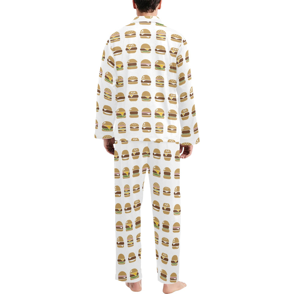 Hamburger Pattern Print Design 02 Men's Long Pajama Set