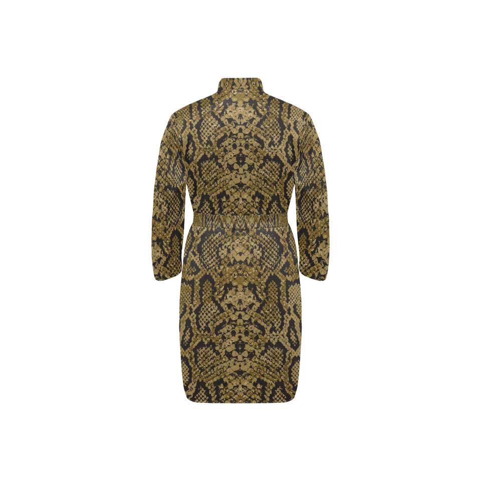 Snake skin pattern Men's Long Sleeve Belted Night Robe