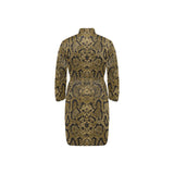 Snake skin pattern Men's Long Sleeve Belted Night Robe