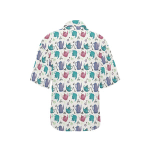 Tea pots Pattern Print Design 05 Women's All Over Print Hawaiian Shirt