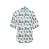 Tea pots Pattern Print Design 05 Women's All Over Print Hawaiian Shirt