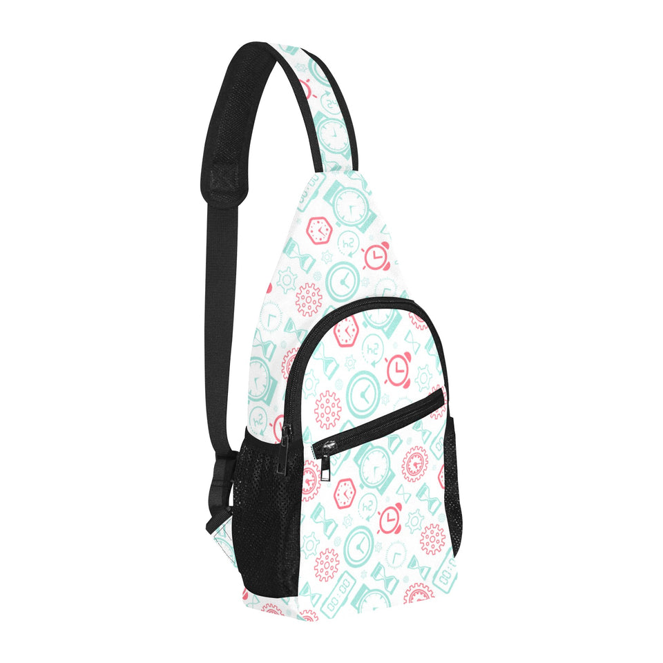 Clock time pattern blackground All Over Print Chest Bag