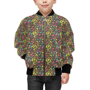 Music Notes Pattern Print Design 05 Kids' Boys' Girls' Bomber Jacket