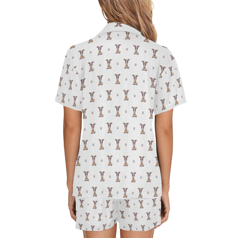 Greyhound Pattern Print Design 05 Women's V-Neck Short Pajama Set