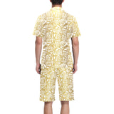 Rose Pattern Print Design 05 Men's V-Neck Short Pajama Set