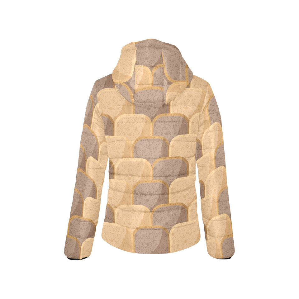 Bread Toast Pattern Print Design 04 Women's Padded Hooded Jacket