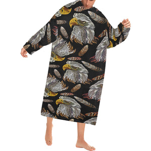 Eagle Pattern Print Design 05 Blanket Robe with Sleeves