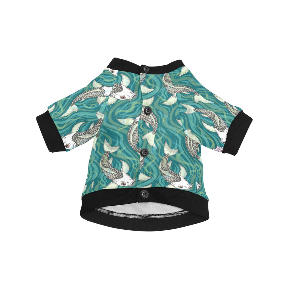Koi Fish Carp Fish lotus pattern All Over Print Pet Dog Round Neck Fuzzy Shirt
