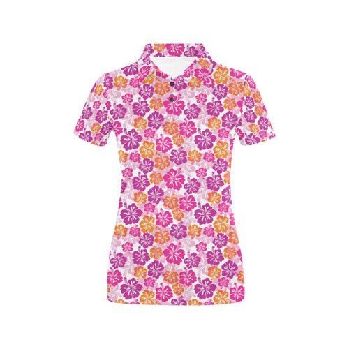 Hibiscus Pattern Print Design 01 Women's All Over Print Polo Shirt