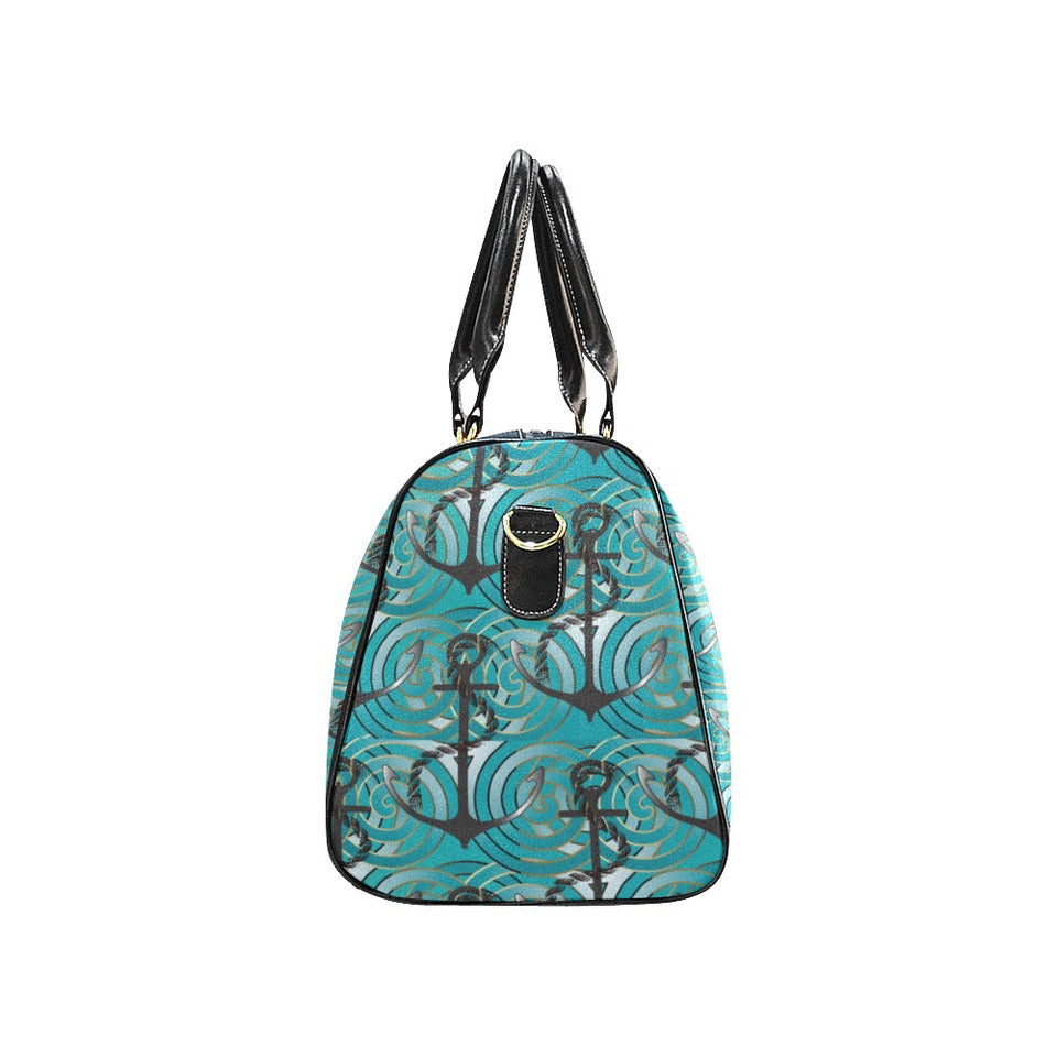 Anchor nautical green background Travel Bag
