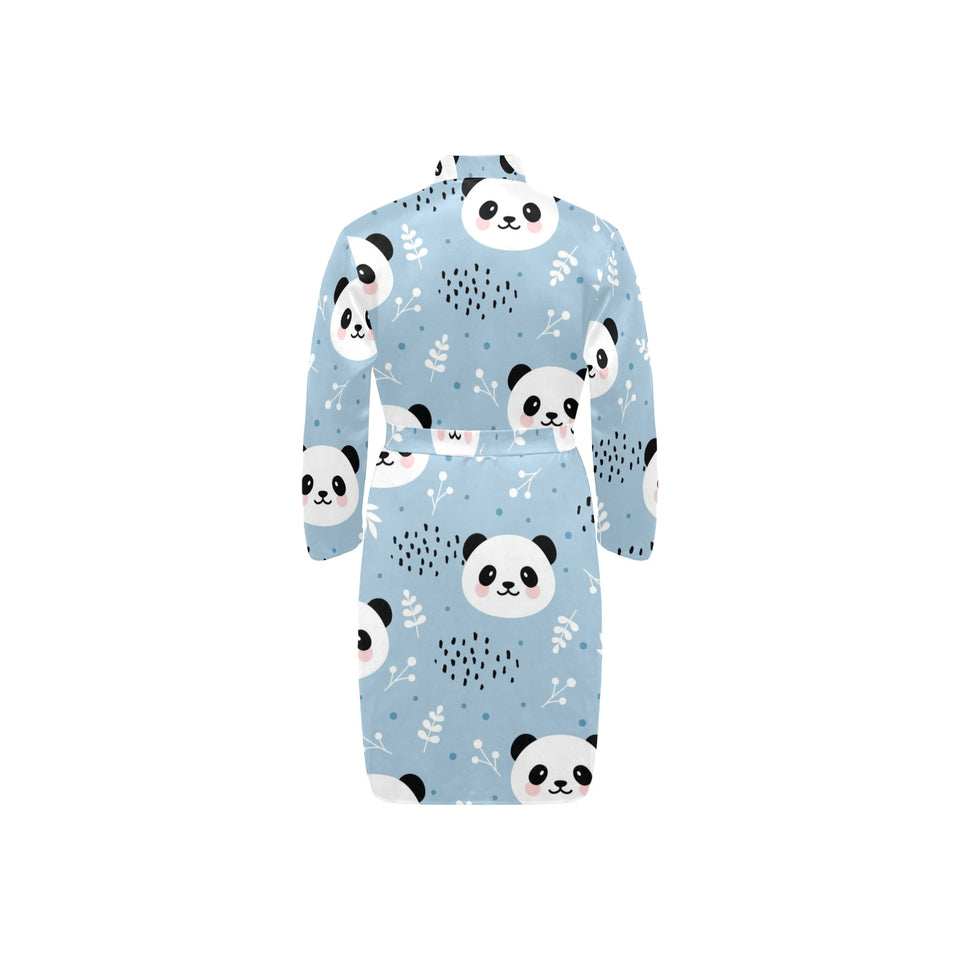 Cute panda pattern Men's Long Sleeve Belted Night Robe