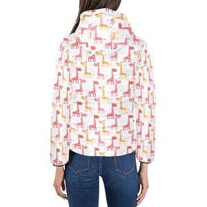 Giraffe Pattern Print Design 03 Women's Padded Hooded Jacket