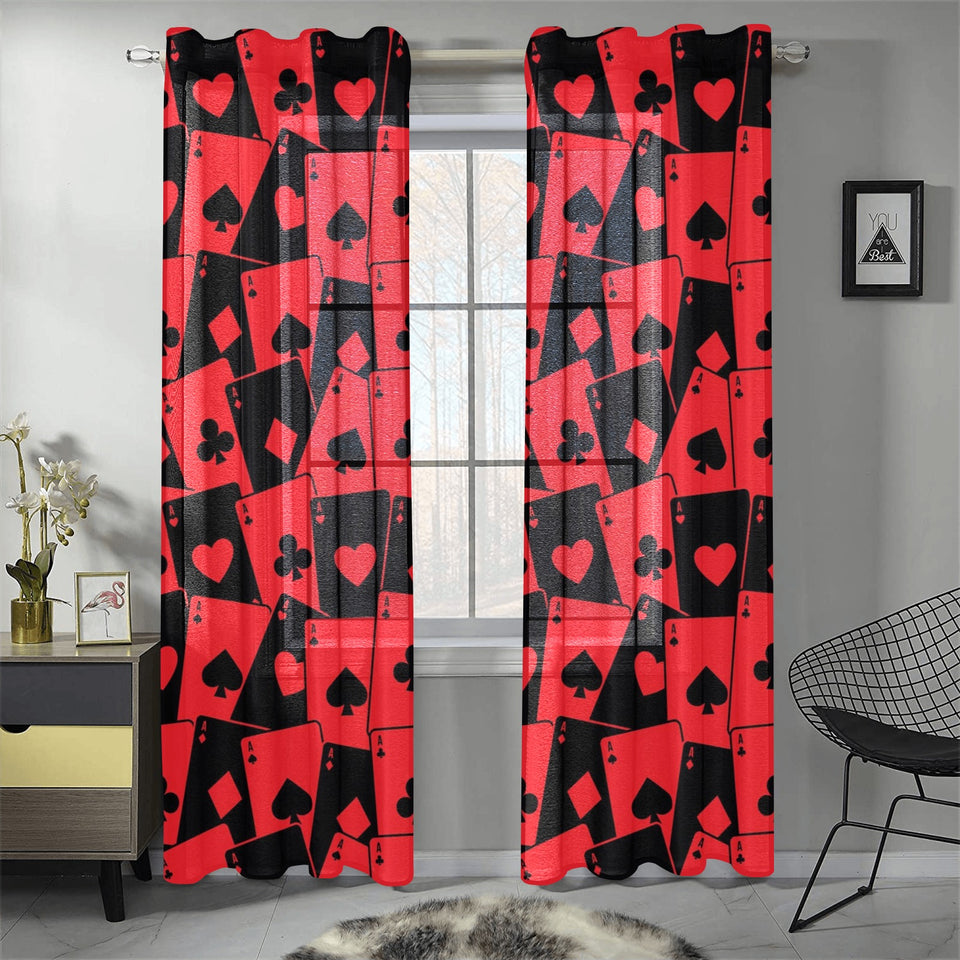 Casino Cards Suits Pattern Print Design 02 Gauze Curtain