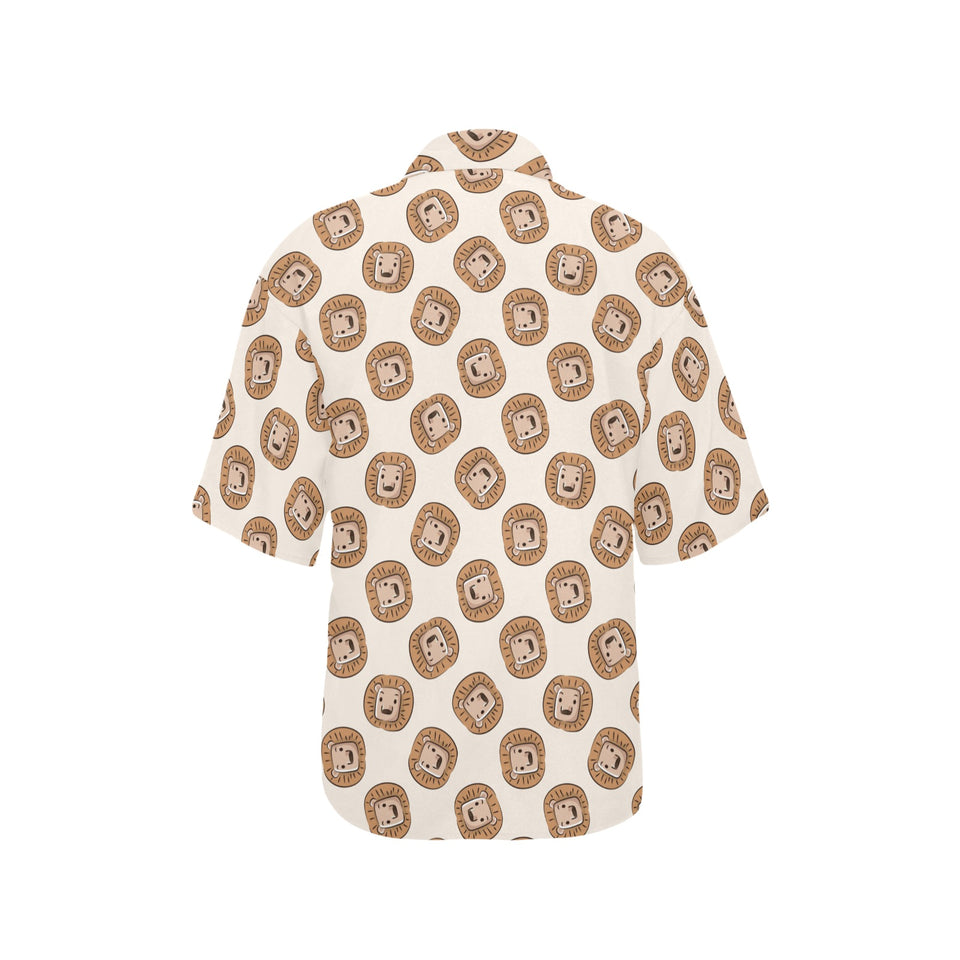 Lion Pattern Print Design 01 Women's All Over Print Hawaiian Shirt