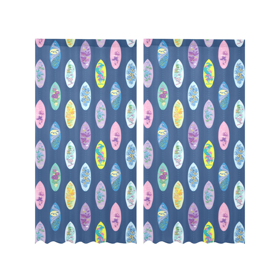 Surfboard Pattern Print Design 03 Gauze Curtain