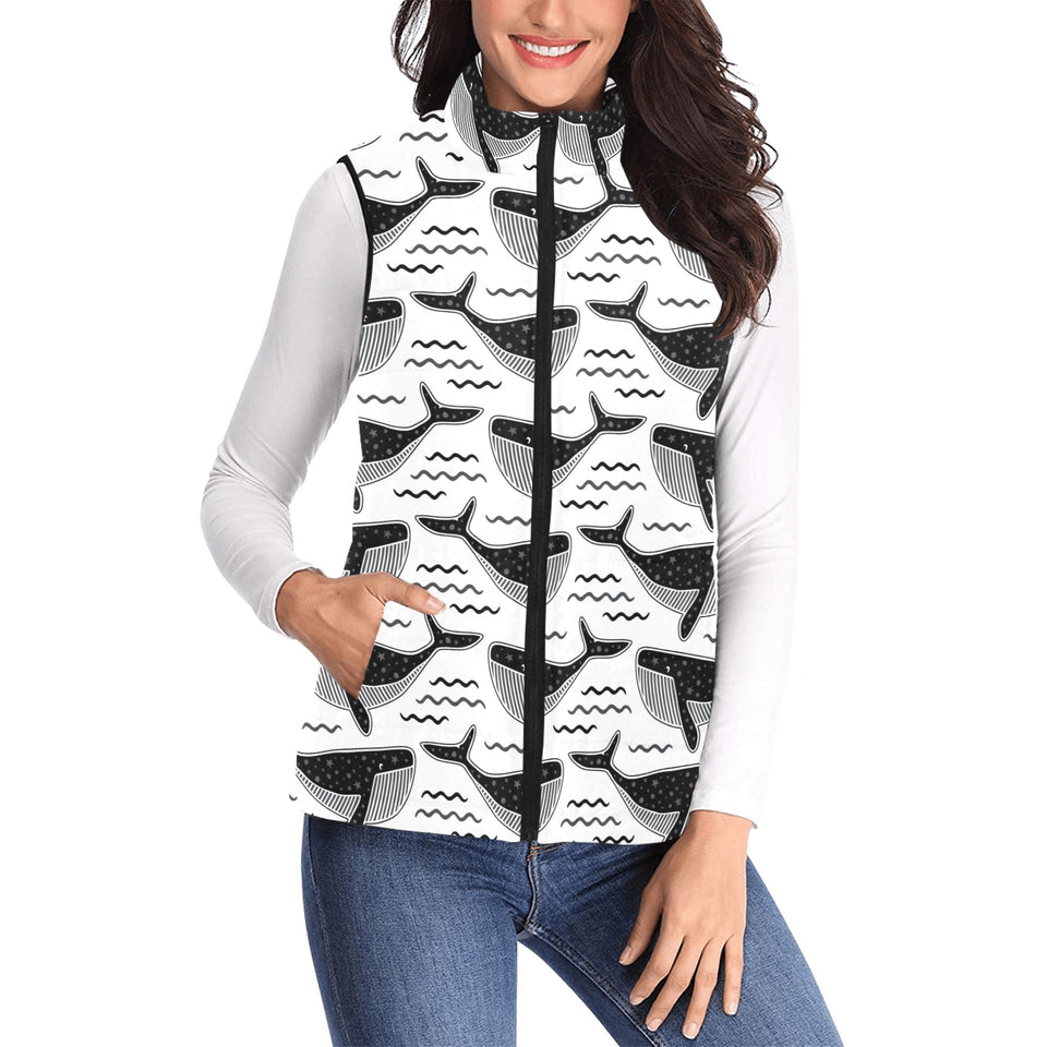 Black whale pattern Women's Padded Vest