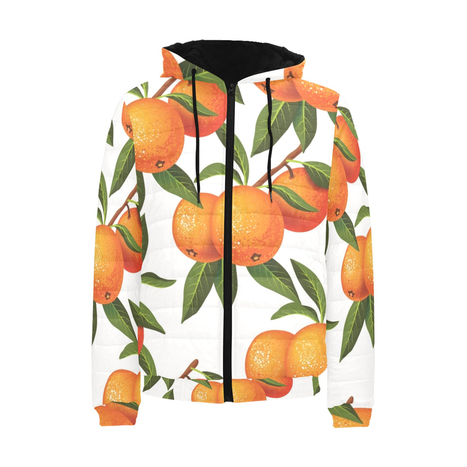 Oranges pattern background Men's Padded Hooded Jacket