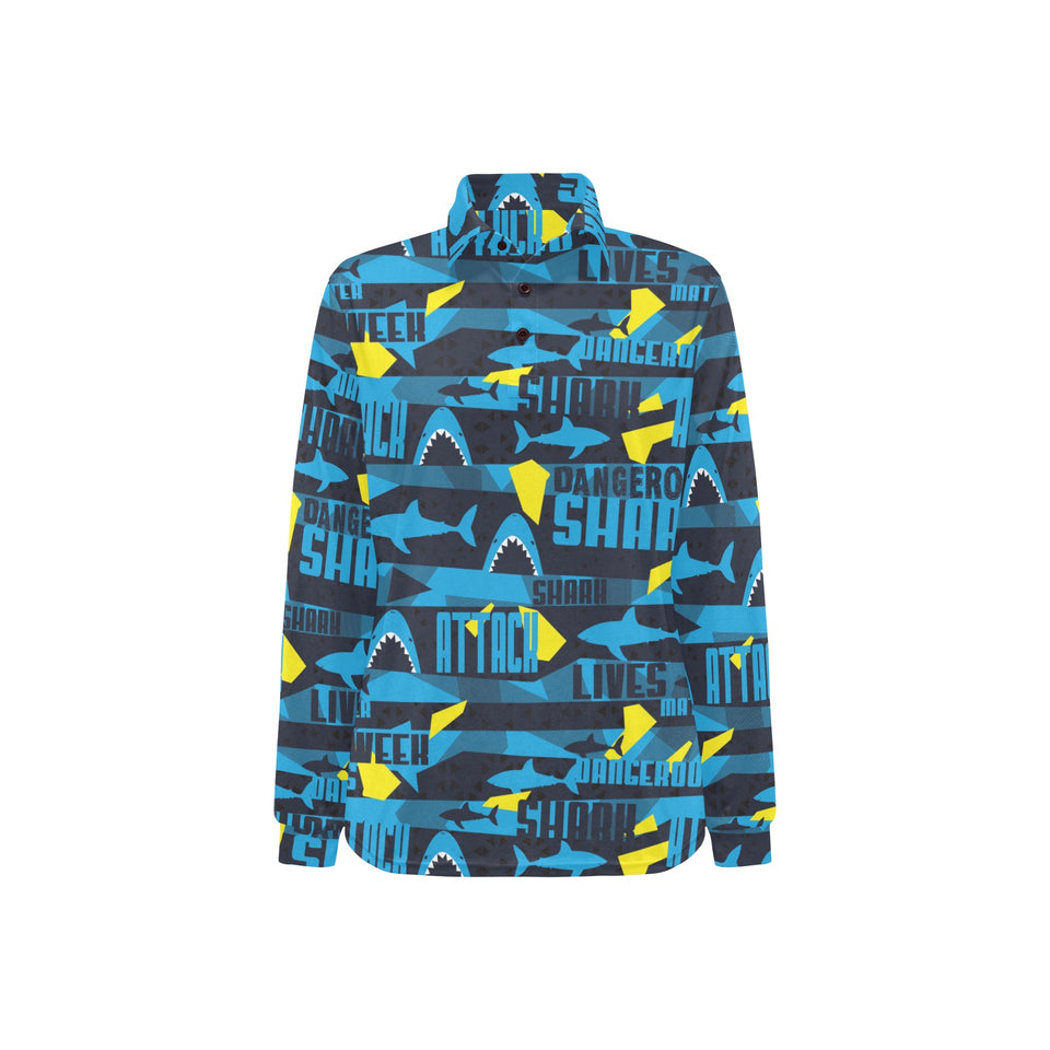 Shark dangerous Women's Long Sleeve Polo Shirt