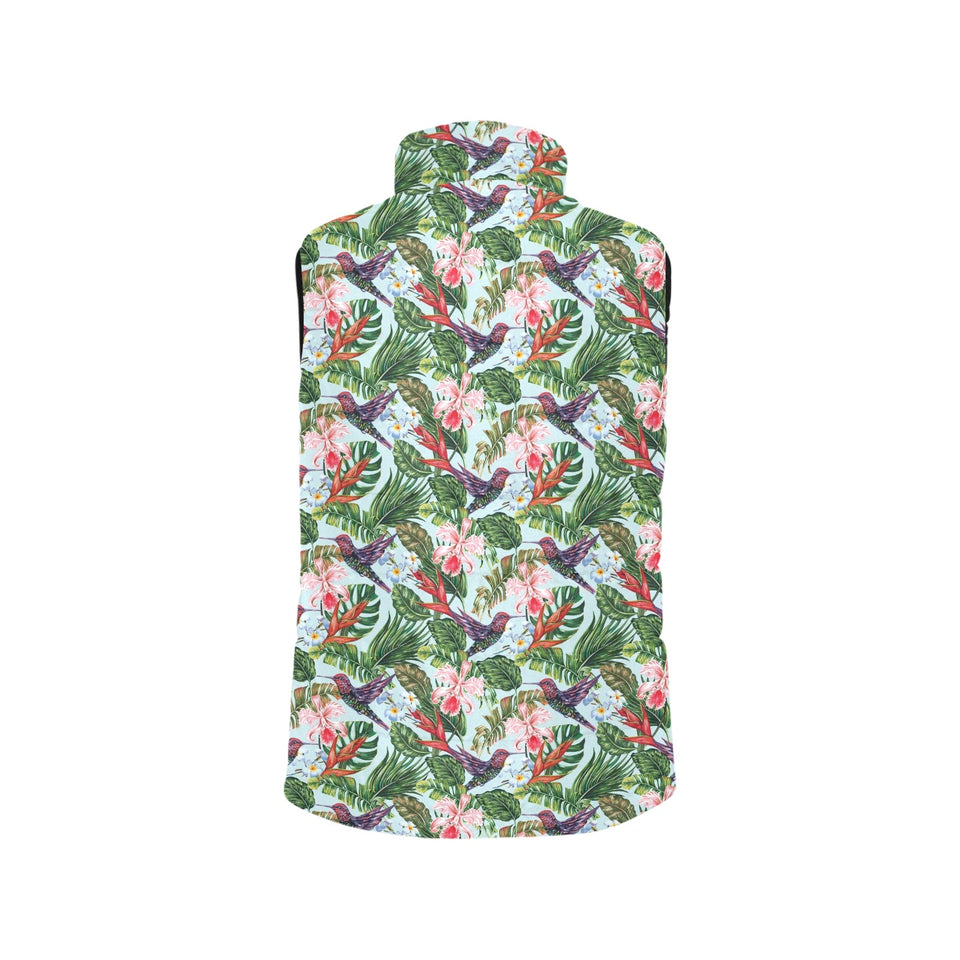 Hummingbird Pattern Print Design 05 Women's Padded Vest
