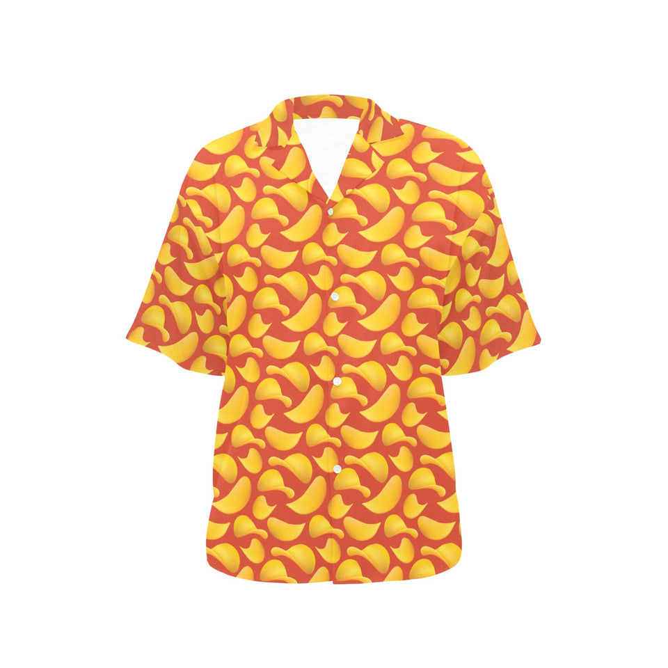 Potato Chips Pattern Print Design 05 Women's All Over Print Hawaiian Shirt