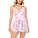 Sketch guava pattern Chest Sexy Pleated Two Piece Swim Dress