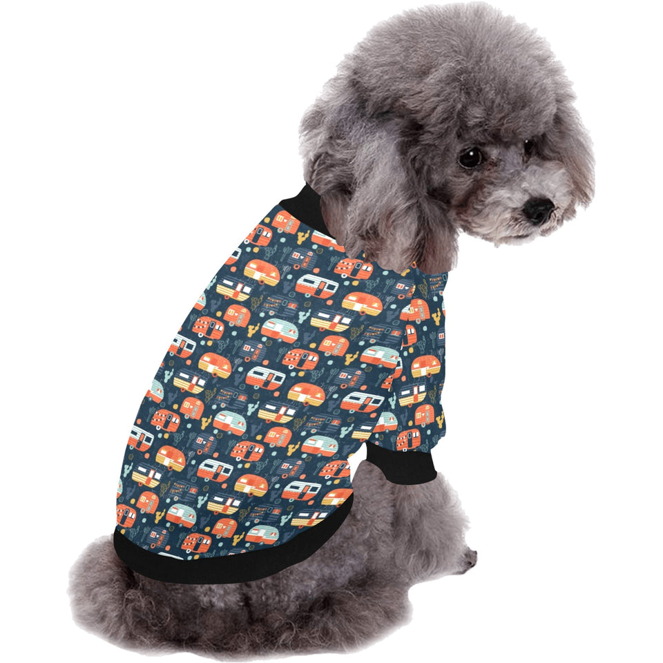 Camper Van Pattern Print Design 05 All Over Print Pet Dog Round Neck Fuzzy Shirt