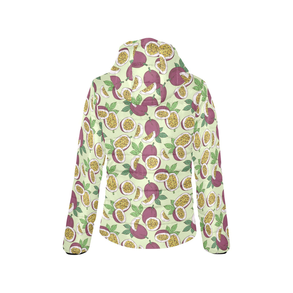 Paassion fruit pattern Women's Padded Hooded Jacket