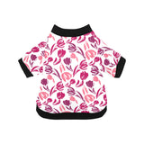 pink sketch tulip pattern All Over Print Pet Dog Round Neck Fuzzy Shirt