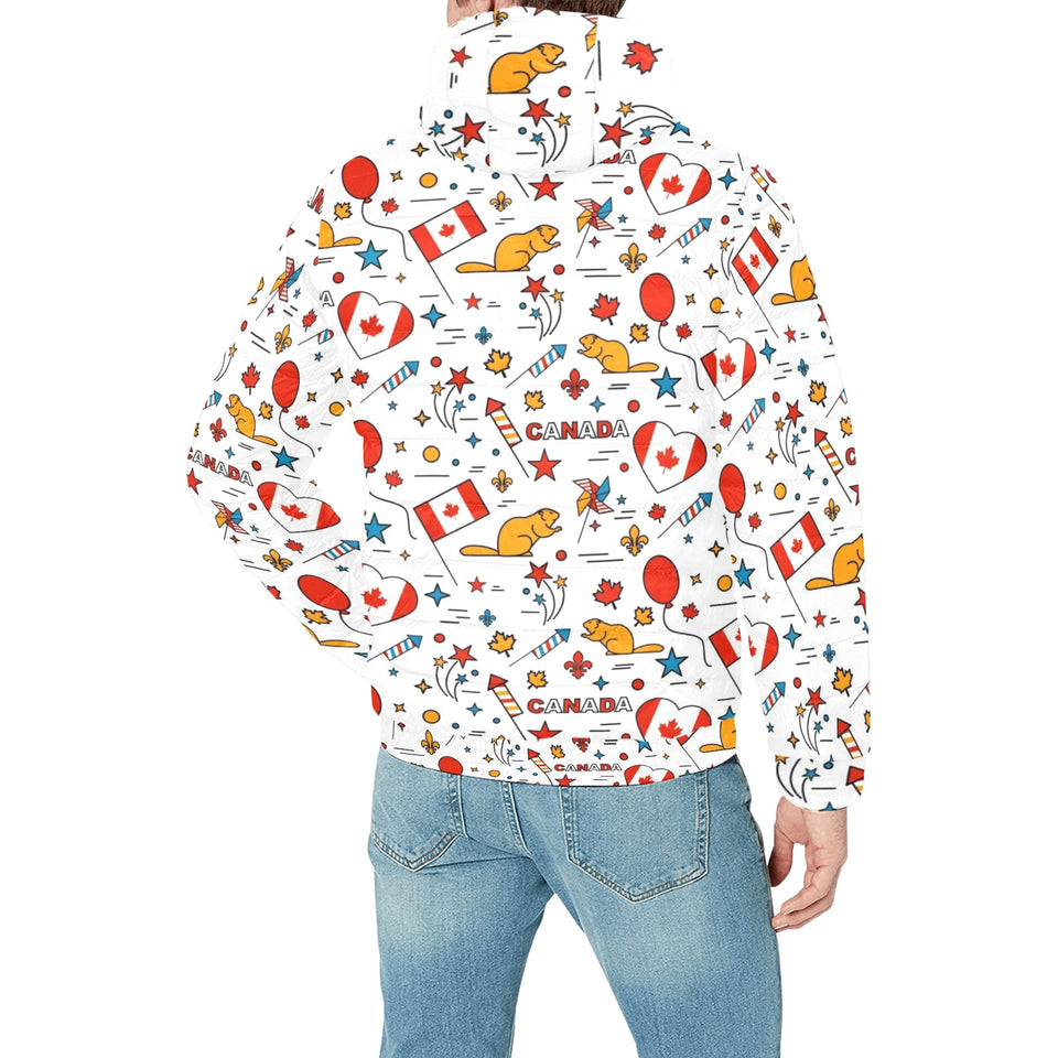 Canada Pattern Print Design 03 Men's Padded Hooded Jacket