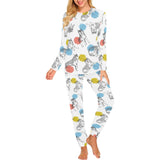 Siberian husky and colorful circle pattern Women's All Over Print Pajama Set