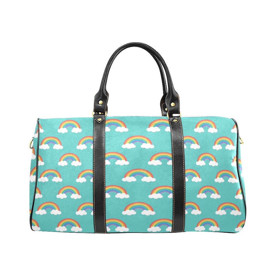 Rainbow pattern green background Travel Bag
