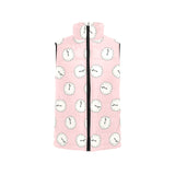 Clock pattern pink blackground Women's Padded Vest