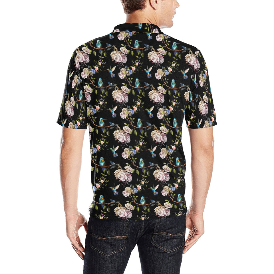 Hummingbird Pattern Print Design 03 Men's All Over Print Polo Shirt