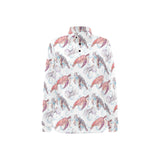 Watercolor sea turtle jellyfish pattern Women's Long Sleeve Polo Shirt