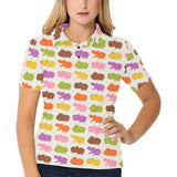 Hippopotamus Pattern Print Design 01 Women's All Over Print Polo Shirt