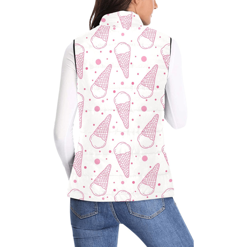 Hand drawn ice cream pattern Women's Padded Vest