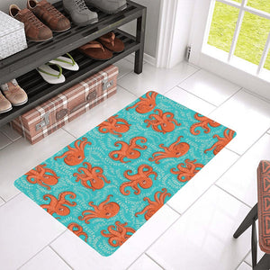 Octopus turquoise background Doormat